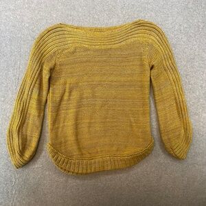 Jamison Size S Yellow Cotton Blend Boat Neck Sweater • Unique Sleeve Style